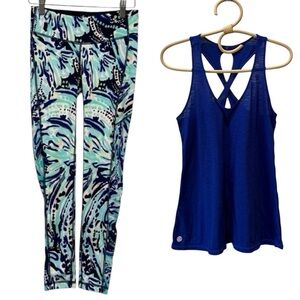 Lilly Pulitzer Navy Crash the Bash Luxletic Weekender Legging and Kai Tank S XS